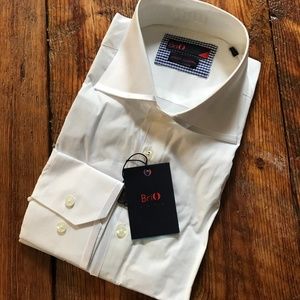 Brio Milano Men's Button-up Contemporary Fit White